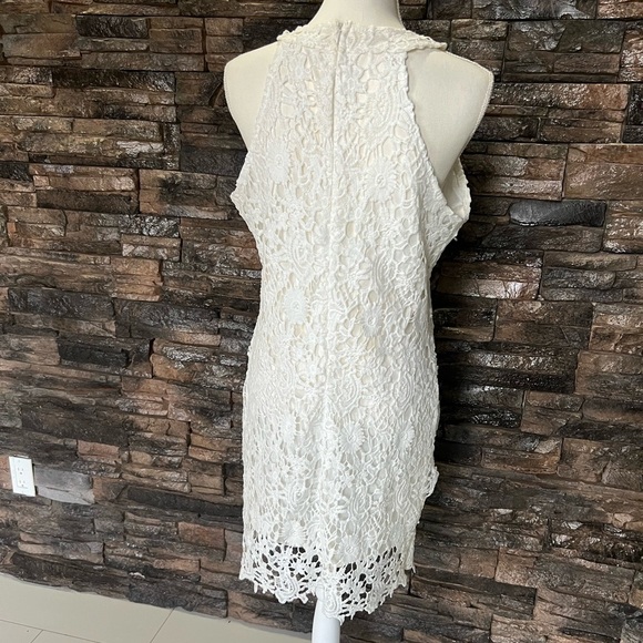 White Halter Sheath Midi Dress for Brides - Picture 3 of 11